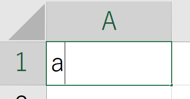 セルA1にaと入力