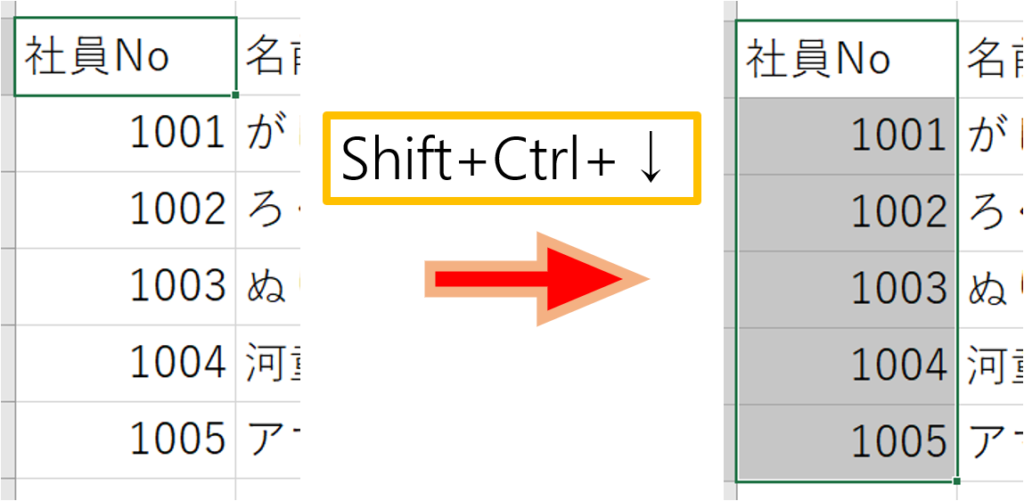 Excelで表の一番下まで選択