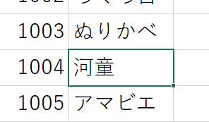 表内のセルを選択