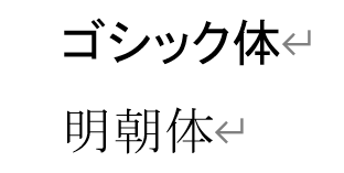 ゴシック体と明朝体