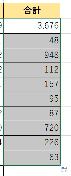 SUM関数をオートフィル