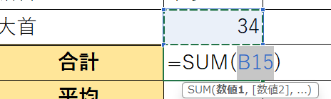 SUM関数の入力2